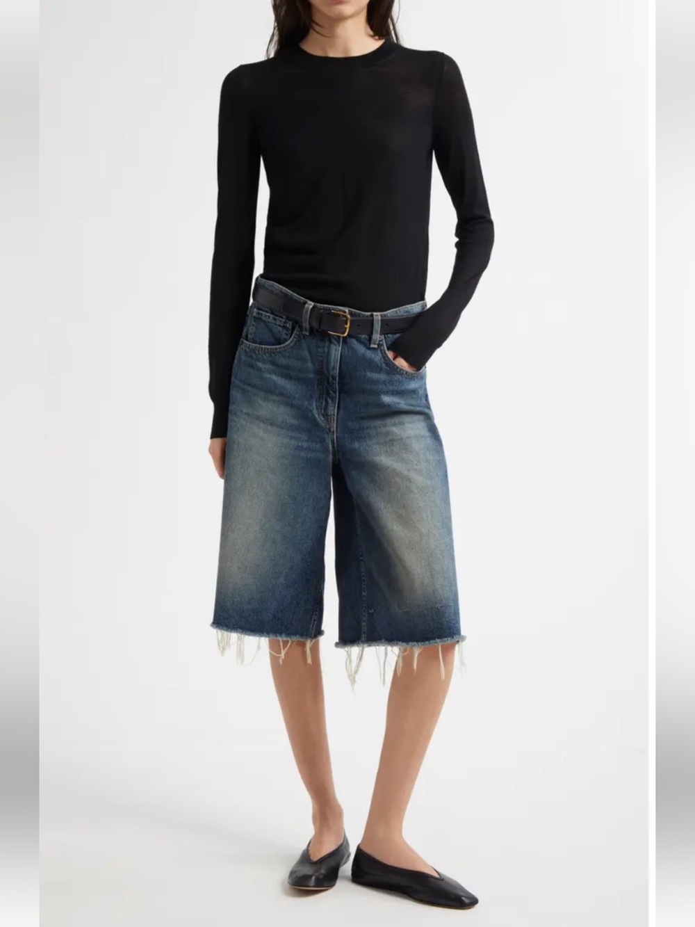 NWOT Nili Lotan denim Bermuda shorts culottes